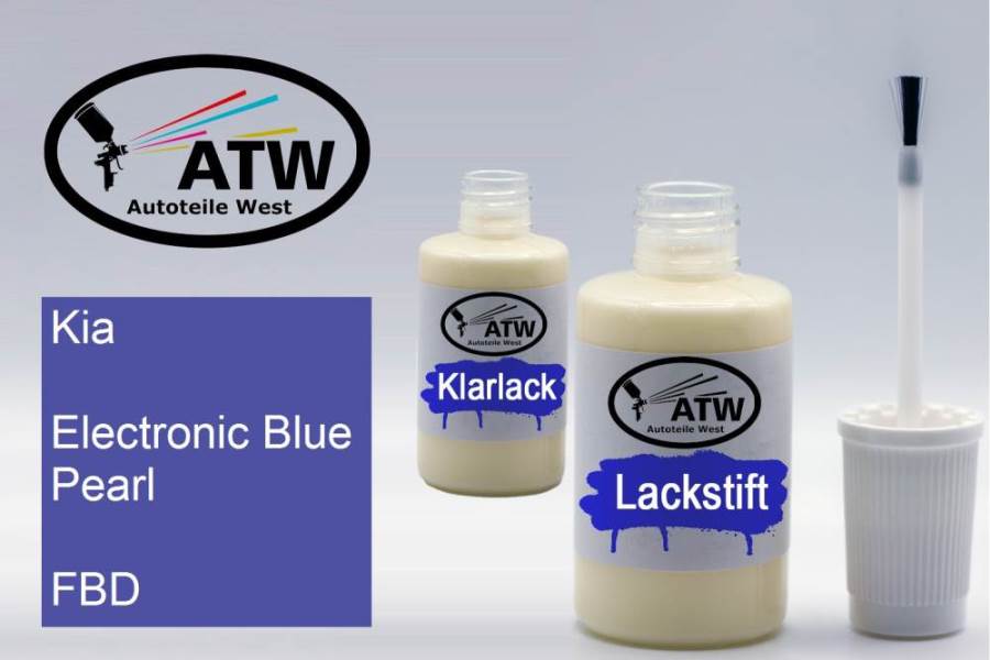 Kia, Electronic Blue Pearl, FBD: 20ml Lackstift + 20ml Klarlack - Set, von ATW Autoteile West.